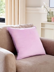 Lilac Purple 50 x 50cm Matte Velvet Contrast Pipe Cushion - Image 1 of 5