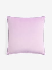 Lilac Purple 50 x 50cm Matte Velvet Contrast Pipe Cushion - Image 4 of 5
