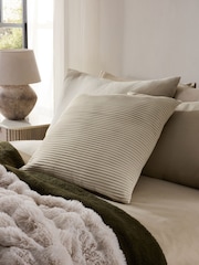 Light Natural 59 x 59cm Velvet Pleat Cushion - Image 1 of 5