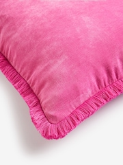 Fuchsia Pink 59 x 59cm Soft Velour Fringe Cushion - Image 5 of 5