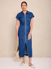Mint Velvet Blue Denim Midi Dress - Image 1 of 7
