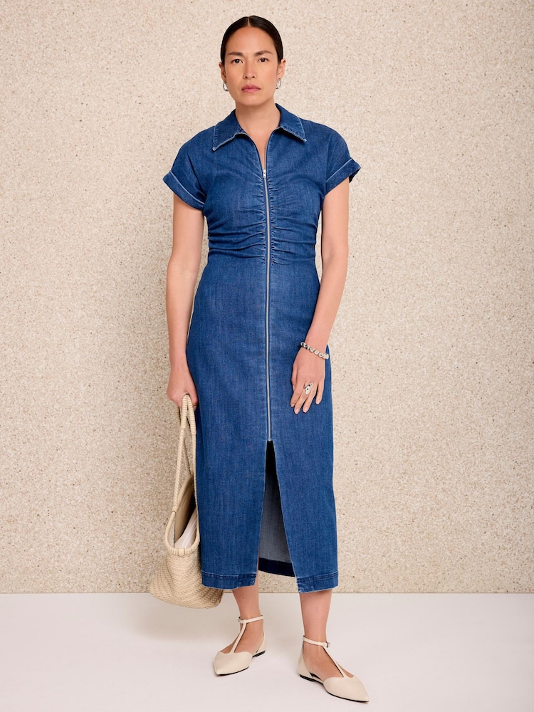 Mint Velvet Blue Denim Midi Dress - Image 1 of 7