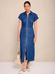 Mint Velvet Blue Denim Midi Dress - Image 3 of 7