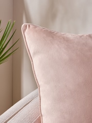 Peach Pink 59 x 59cm Matte Velvet Cushion - Image 2 of 5