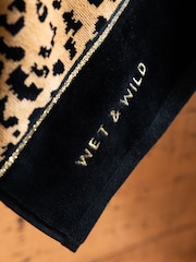 Rockett St George Leopard Wet & Wild Slogan 100% Cotton Velour Towel - Image 2 of 8