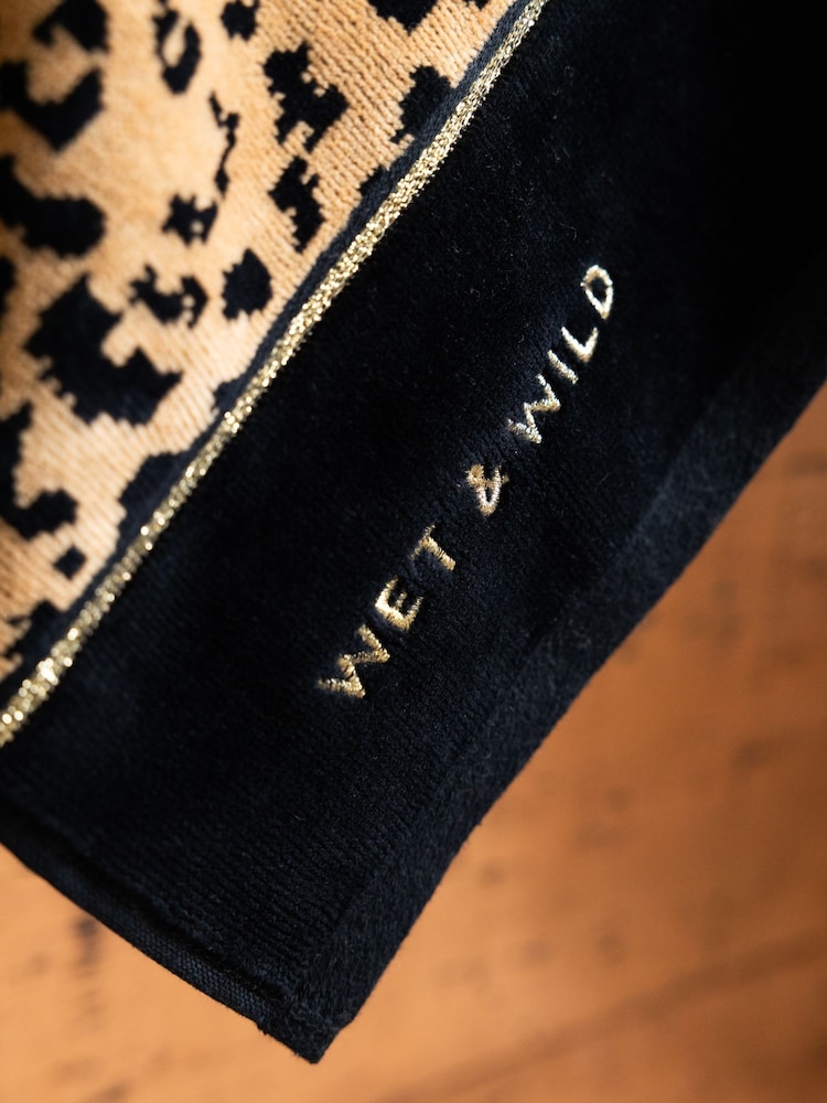 Rockett St George Leopard Wet & Wild Slogan 100% Cotton Velour Towel - Image 2 of 8