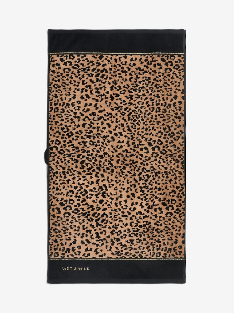 Rockett St George Leopard Wet & Wild Slogan 100% Cotton Velour Towel - Image 8 of 8
