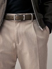 Brown/Khaki Textured Metal Keeper Leather Belt - Image 1 of 4