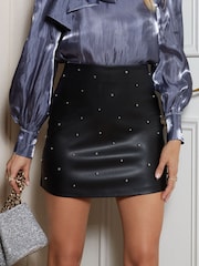 Friends Like These Black Faux Leather Mini Skirt - Image 1 of 4