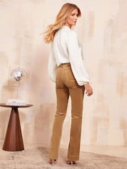 Friends Like These Brown Corduroy High Waist Pocket Flare Jeans - Image 4 of 4