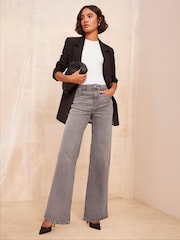 Friends Like These Grey Wide Leg Jeans - Image 1 of 4