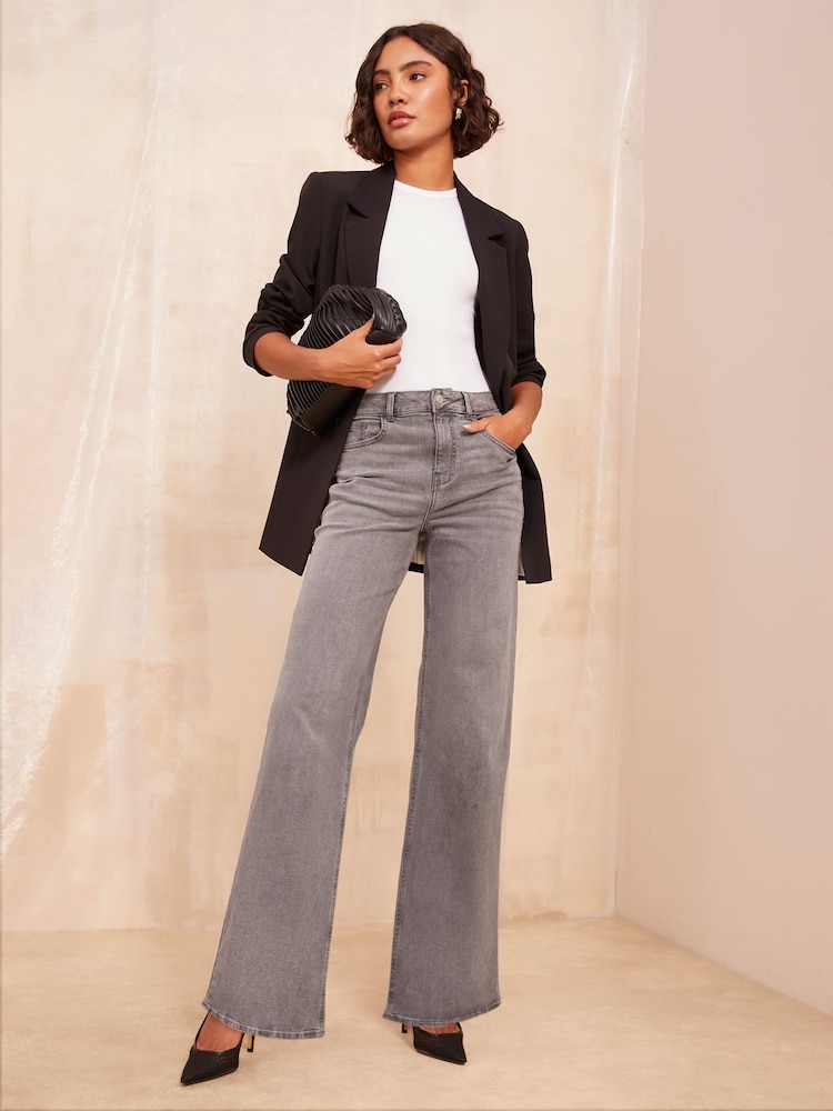 Friends Like These Grey Wide Leg Jeans - Image 1 of 4