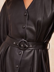 Friends Like These Black Faux Leather Belted Mini Dress - Image 2 of 4