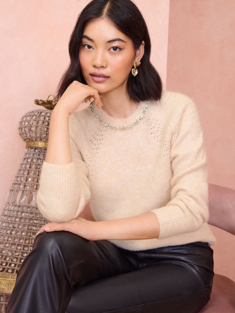 Love & Roses Camel Cosy Crew Neck Jumper - Image 1 of 4 Love & Roses Camel Cosy Crew Neck Jumper - Image 1 of 4