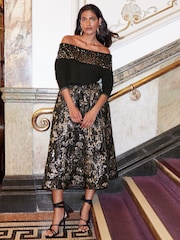 Love & Roses Black Off The Shoulder Jumper - Image 3 of 4
