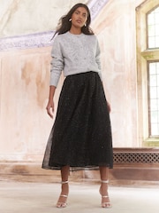 Love & Roses Grey Sequin Embellished Cardigan - Image 3 of 4