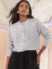Love & Roses Grey Sequin Embellished Cardigan - Image 4 of 4