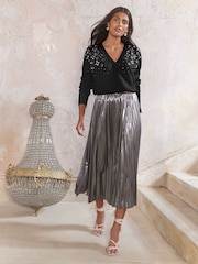 Love & Roses Black Embellished Wrap Jumper - Image 2 of 3