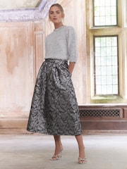 Love & Roses Grey Jewel Embellished 3/4 Sleeve Jumper - Image 3 of 4