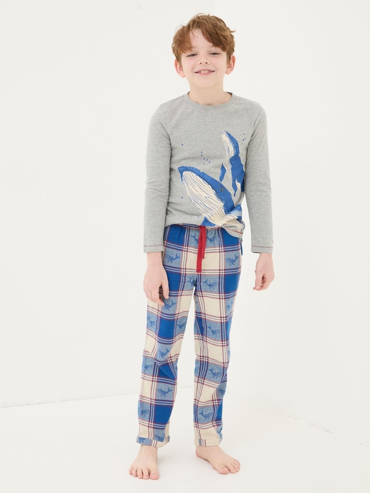 FatFace Blue Shelter Whale Pyjama Set - Image 2 of 6