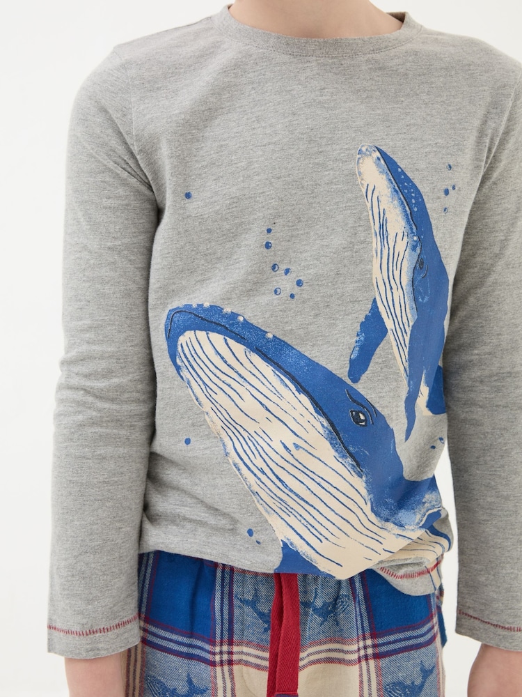 FatFace Blue Shelter Whale Pyjama Set - Image 6 of 6