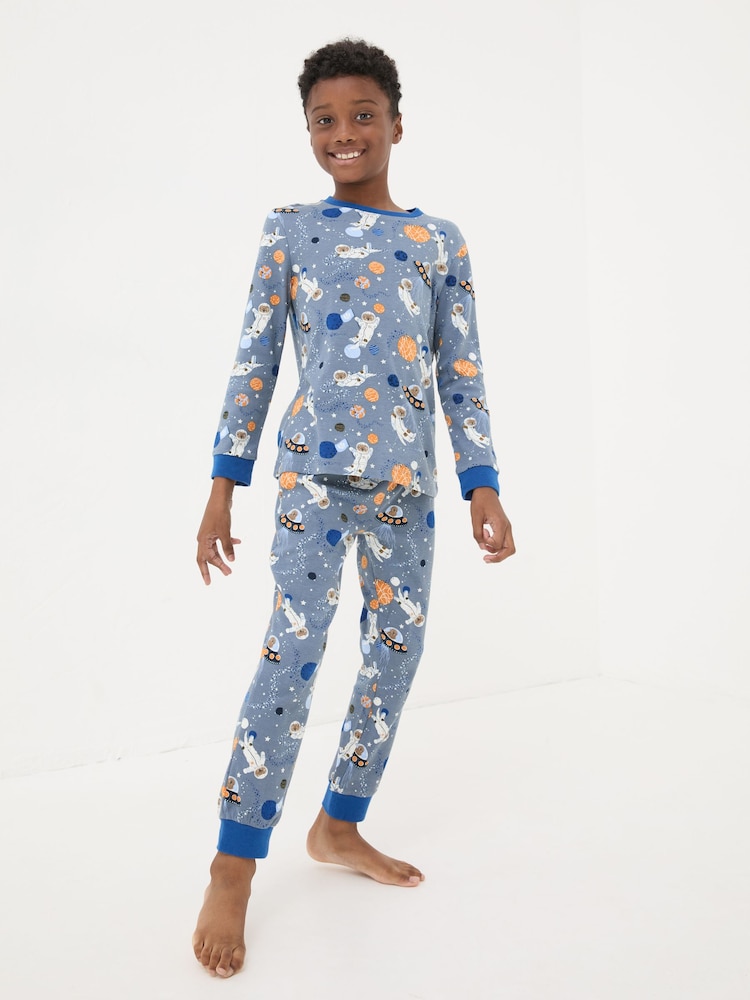 FatFace Blue Space Otter 100% Cotton Pyjama Set - Image 2 of 5