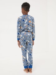 FatFace Blue Space Otter 100% Cotton Pyjama Set - Image 3 of 5