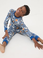 FatFace Blue Space Otter 100% Cotton Pyjama Set - Image 5 of 5