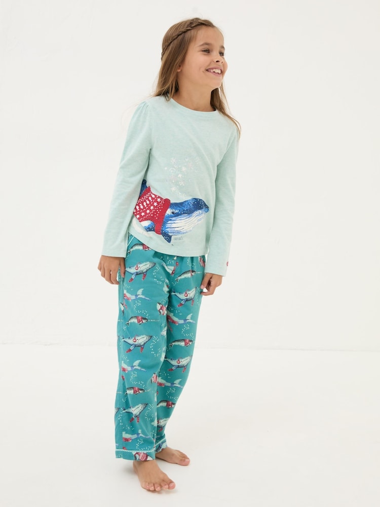 FatFace Teal Blue Shelter Pyjama Set - Image 1 of 5