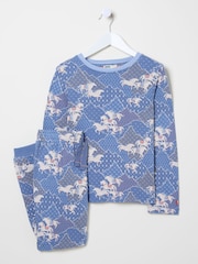 FatFace Blue Horse Print Cotton Pyjama Set - Image 1 of 5