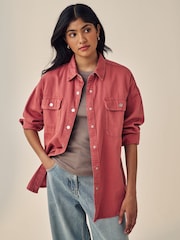 Rosérosa - Übergroßes Denim-Hemd aus 100% Baumwolle mit Print - Bild 1 von 4