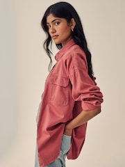 Rosérosa - Übergroßes Denim-Hemd aus 100% Baumwolle mit Print - Bild 4 von 4
