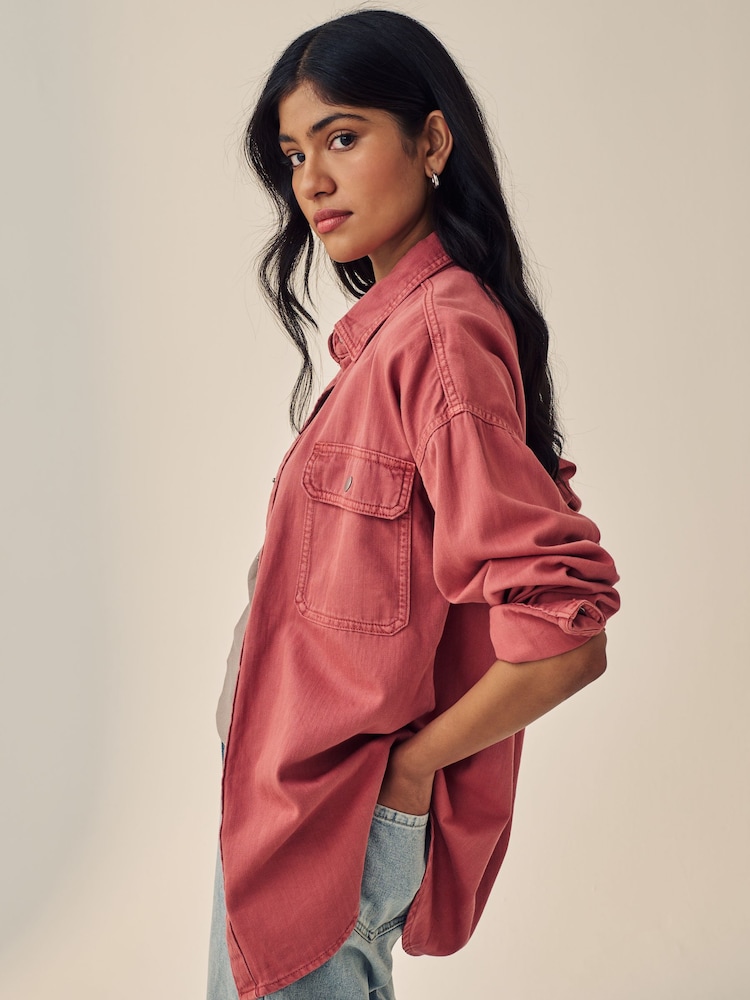 Rosérosa - Übergroßes Denim-Hemd aus 100% Baumwolle mit Print - Bild 4 von 4