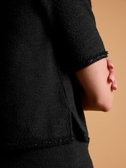 Schwarz - Bouclé-Kurzarmtop - Bild 5 von 6