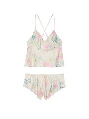 Victoria's Secret Pink Delicate Garden Print Satin Open Back Cami & Shorts Set - Image 3 of 3