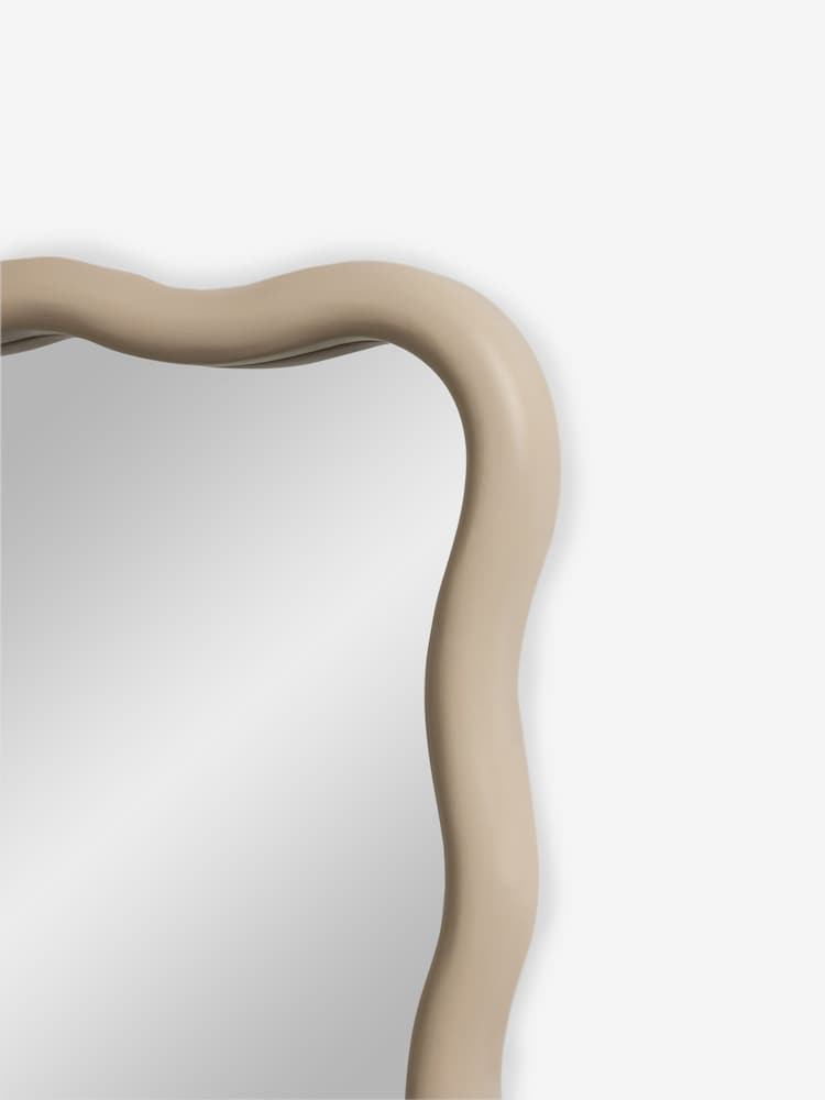 Sand Wooden Wavy Pine Rectangular Wall Mirrror - Image 3 of 5