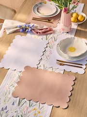 Set of 4 Pink Scallop Reversible Soft Faux Leather Placemats - Image 1 of 3