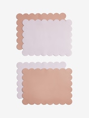 Set of 4 Pink Scallop Reversible Soft Faux Leather Placemats - Image 3 of 3