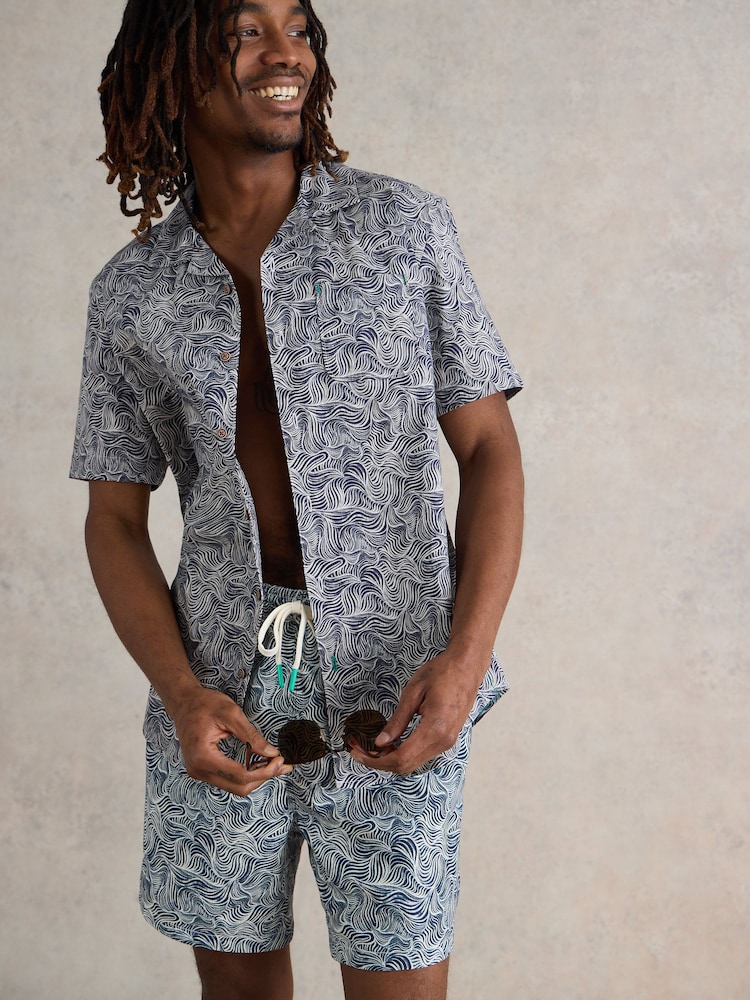 White Stuff Blue Waves Swim Shorts - Image 1 of 7