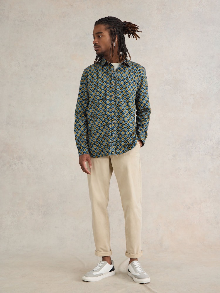 White Stuff Blue Round Flower Print Shirt - Image 1 of 7