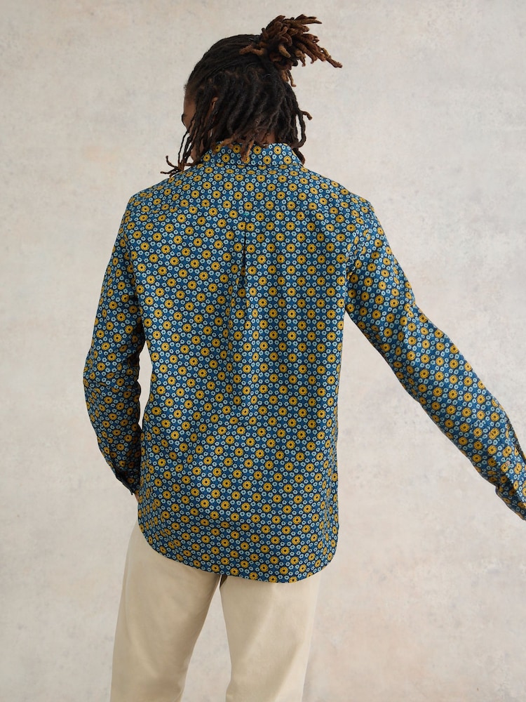 White Stuff Blue Round Flower Print Shirt - Image 2 of 7