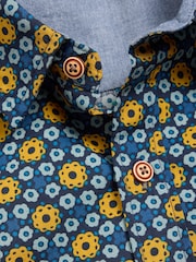White Stuff Blue Round Flower Print Shirt - Image 7 of 7