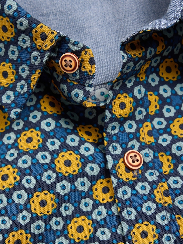 White Stuff Blue Round Flower Print Shirt - Image 7 of 7