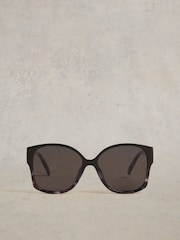 White Stuff Black Angled Dee Cateye Sunglasses - Image 1 of 4
