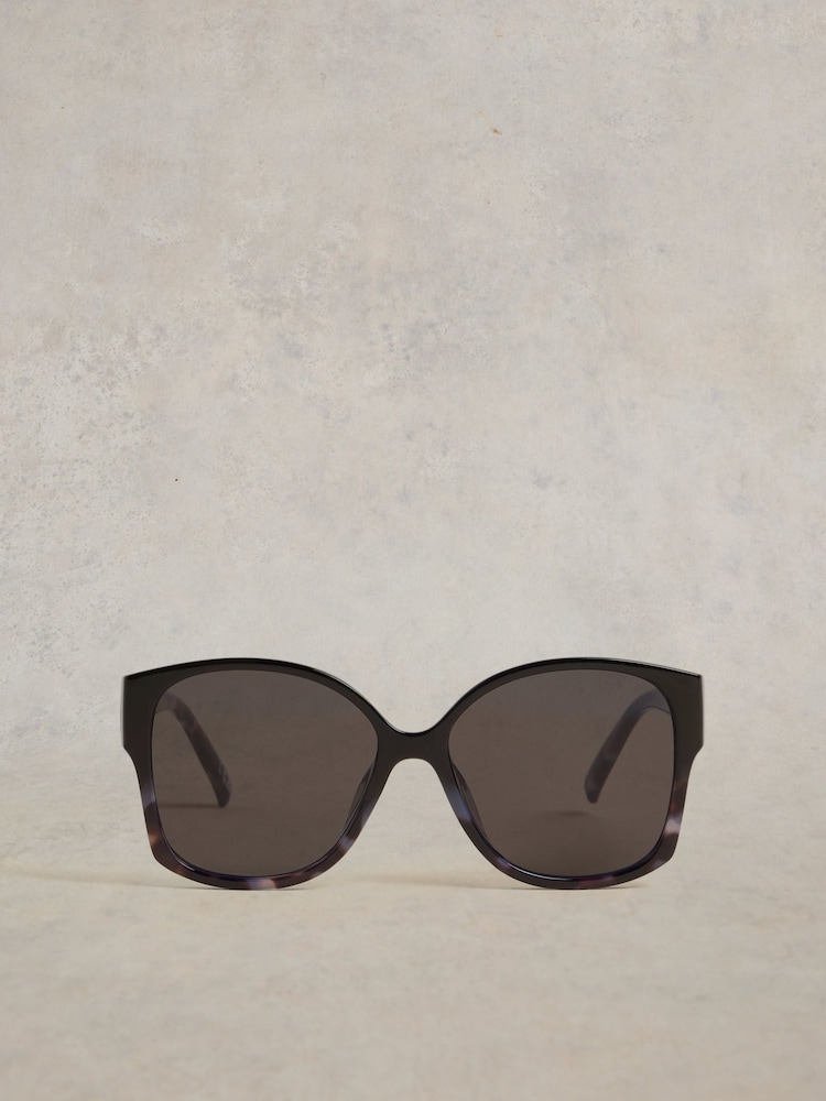 White Stuff Black Angled Dee Cateye Sunglasses - Image 1 of 4