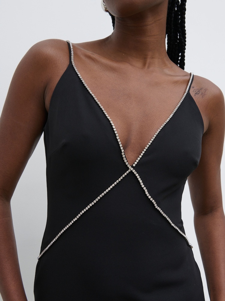Pretty Lavish Black Val Plunge Embellished Maxi Dress - Image 3 of 3 Pretty Lavish Black Val Plunge Embellished Maxi Dress - Image 3 of 3