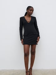 Pretty Lavish Black Lou Long Sleeve Embellished Trim Mini Dress - Image 5 of 5