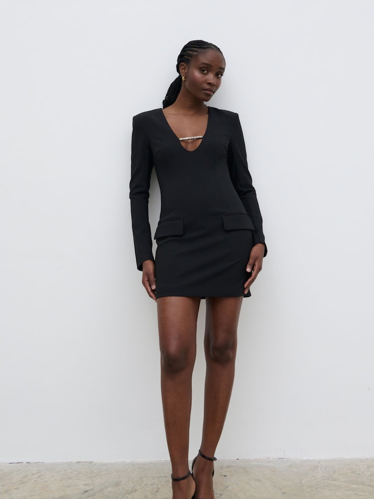 Pretty Lavish Black Lou Long Sleeve Embellished Trim Mini Dress - Image 5 of 5 Pretty Lavish Black Lou Long Sleeve Embellished Trim Mini Dress - Image 5 of 5