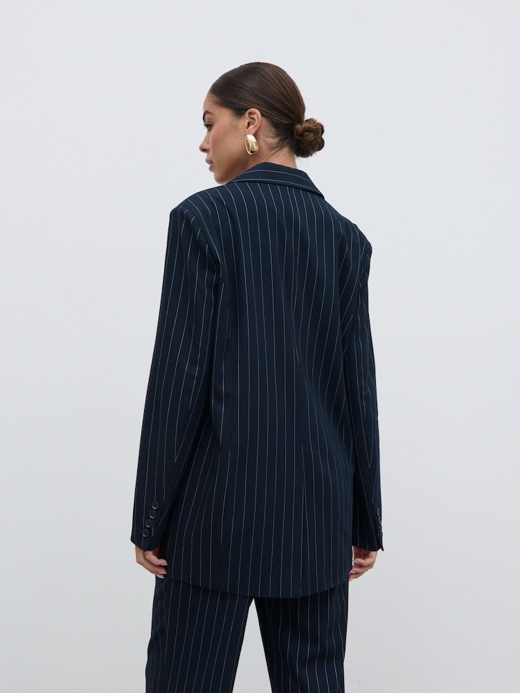 Pretty Lavish Blue Flynn Oversized Boxy Pinstripe Blazer - Image 2 of 3