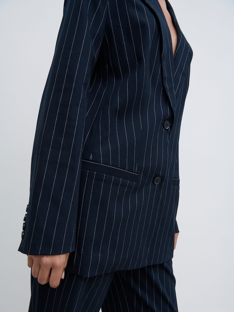 Pretty Lavish Blue Flynn Oversized Boxy Pinstripe Blazer - Image 3 of 3